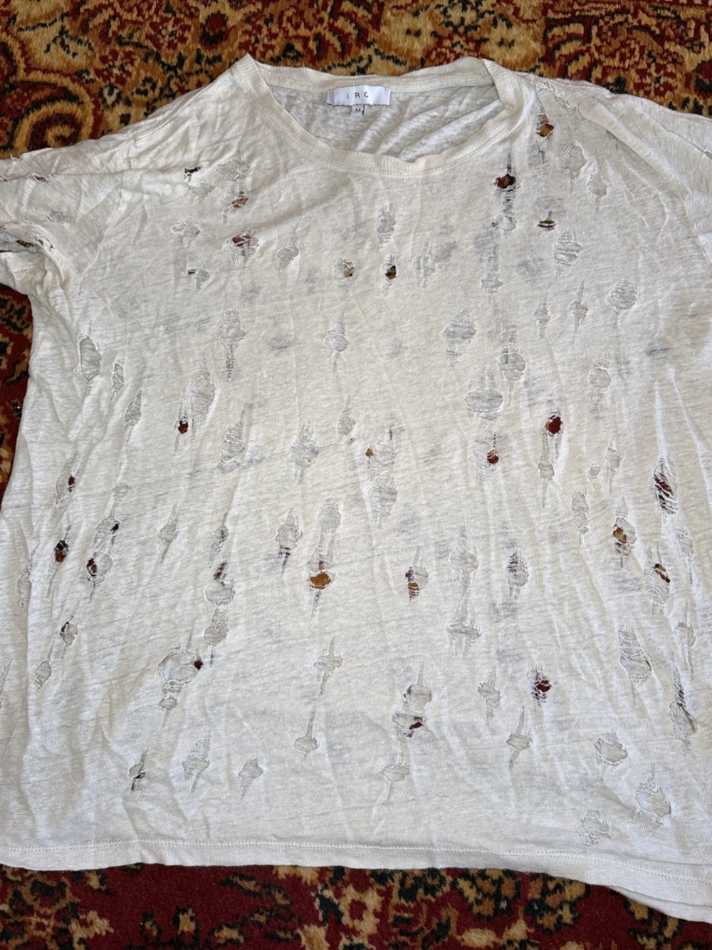 Distressed Lightweight Tee in Cream
